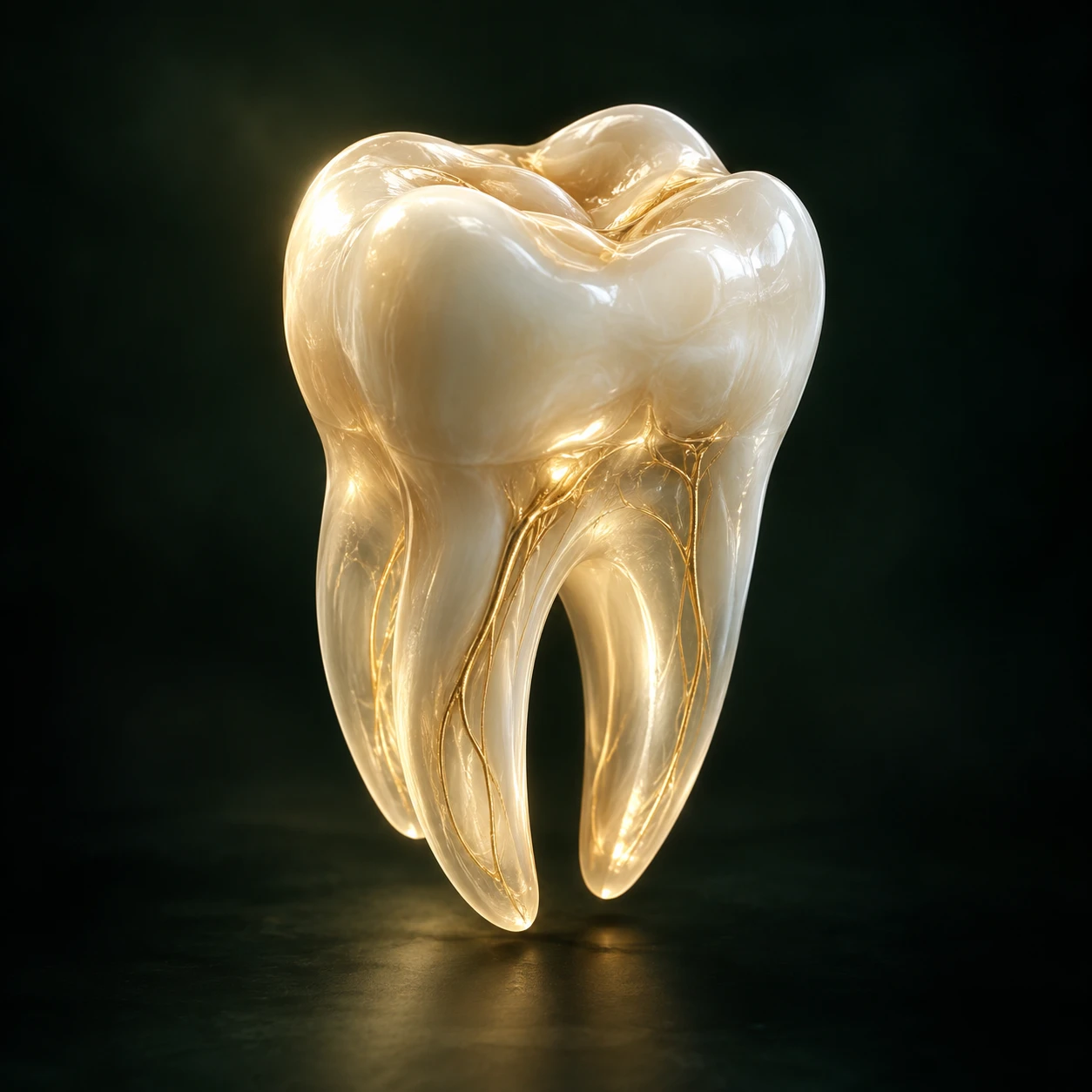 A view of the tooth and root canals